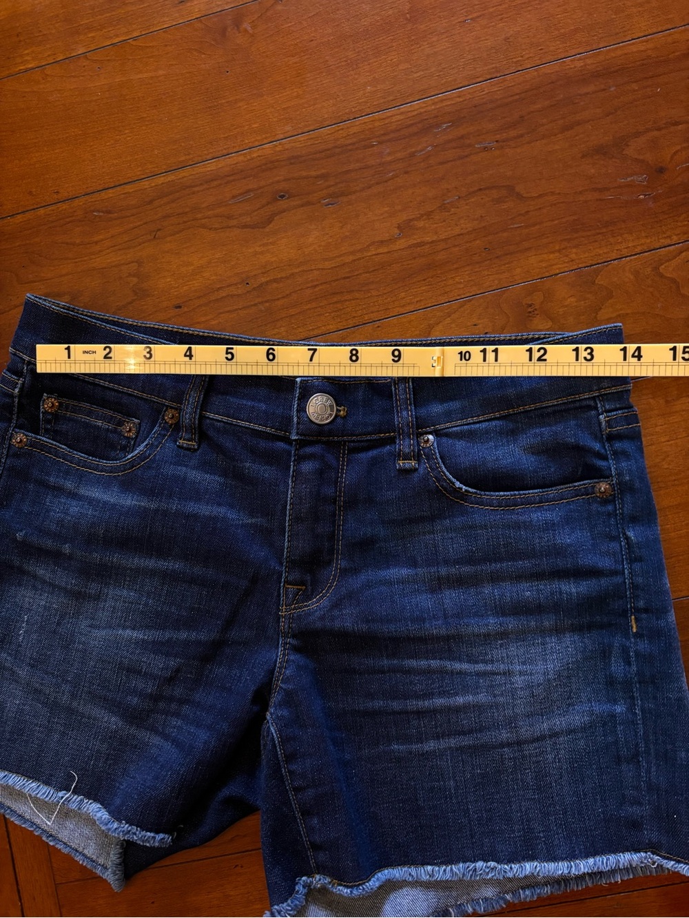 J. Crew Jean Shorts Dark Indigo Frayed Raw Hem SZ 26 Preppy Summer - Picture 9 of 9